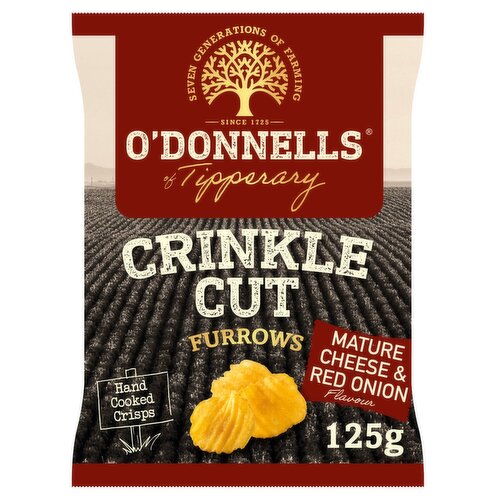 O'Donnells of Tipperary Furrows Crinkle Cut Mature Cheese & Red Onion Crisps (125 g)