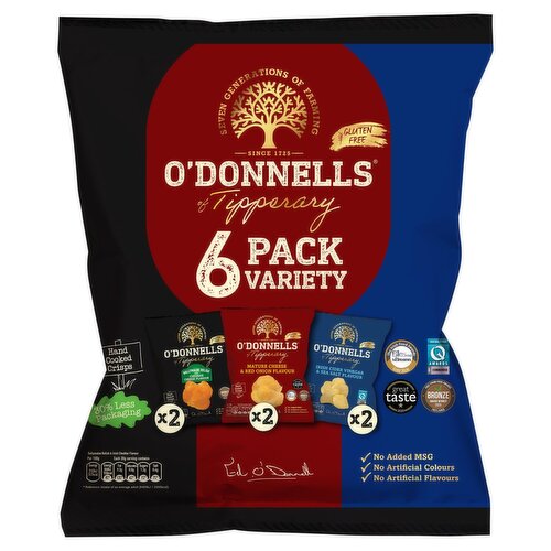 O'Donnells Variety Pack Crisps 6 Pack (180 g)