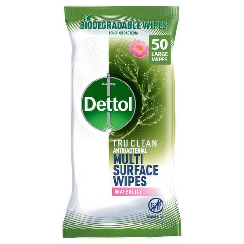 Dettol Tru Clean Bio Wipes Waterlily (50 Piece)