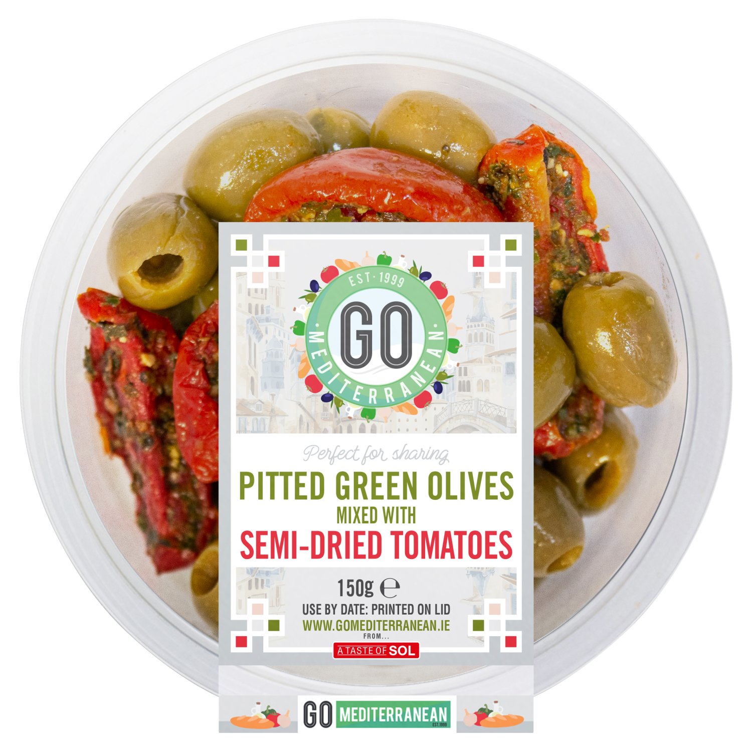 Go Mediterranean Green Olives With Semi-dried Tomatoes (150 g)