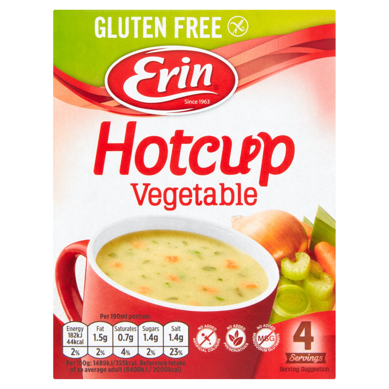 Erin Hotcup Vegetable Gluten Free 4 Pack Soup (49 g)