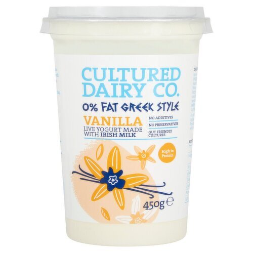 Cultured Dairy 0% Fat Greek Style Vanilla Yogurt Big Pot (450 g)