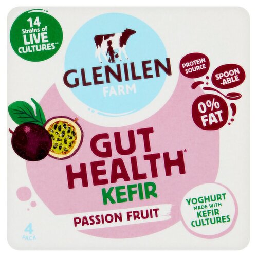 Glenilen Farm 0% Fat Passion Fruit Kefir Yoghurt 4 Pack (500 g)