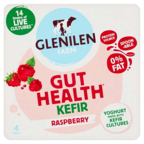 Glenilen Farm 0% Fat Raspberry Kefir Yoghurt 4 Pack (500 g)