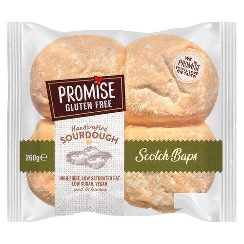 Promise Gluten Free Handcrafted Sourdough Scotch Baps 4 Pack (260 g