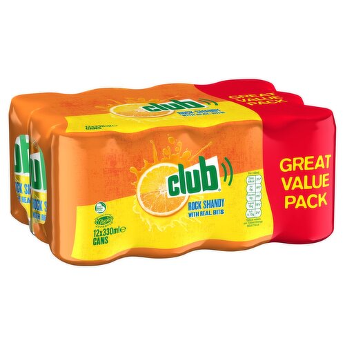 Club Rock Shandy Cans 12 Pack (330 ml)