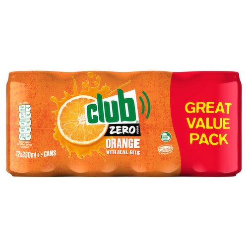 Club Zero Orange Cans 12 Pack (330 ml)