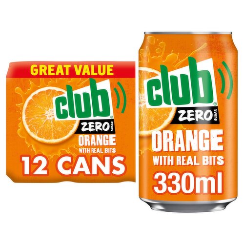 Club Zero Orange Cans 12 Pack (330 ml)