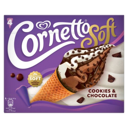 Cornetto Soft Chocolate & Cookies 4 Pack (140 ml)