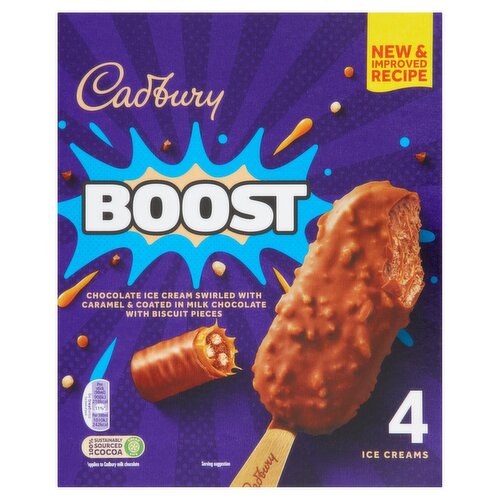 Cadbury Boost Ice Cream Sticks 4 Pack (90 ml)