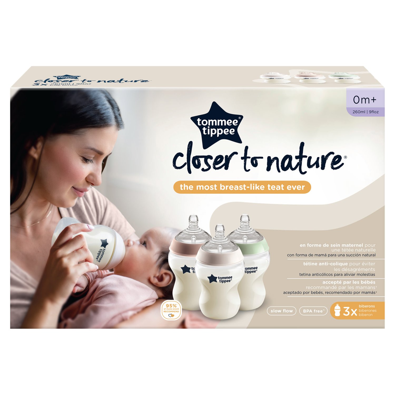 Tommee Tippee Closer To Nature 260ml Bottle 3 Pack (3 Piece)