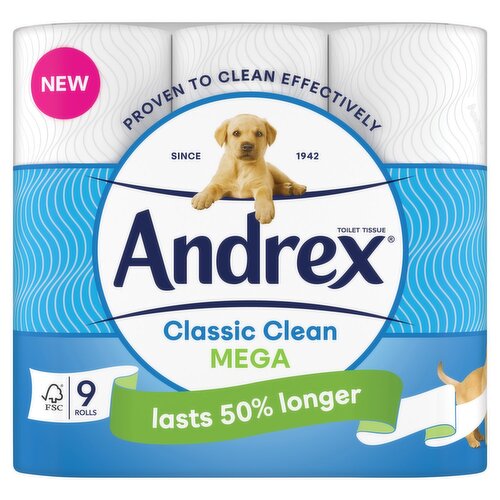 Andrex Toilet Tissue Classic Clean 9 Roll Mega (9 Roll)