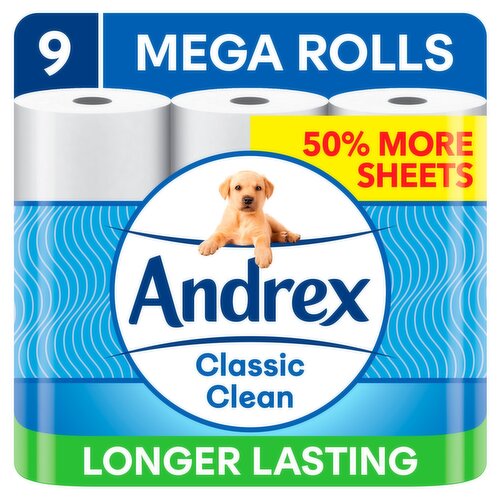 Andrex Toilet Tissue Classic Clean 9 Roll Mega (9 Roll)