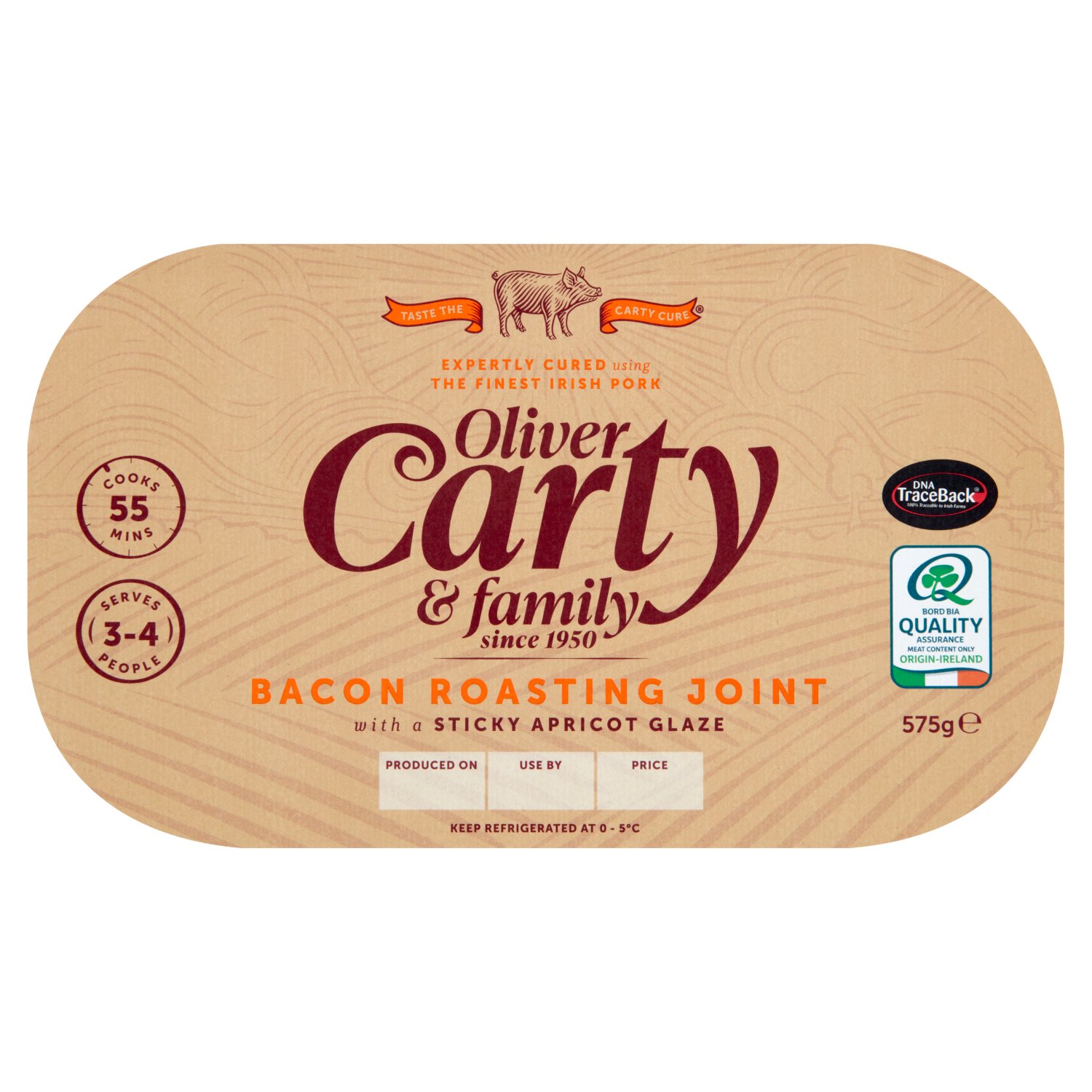 Oliver Carty & Family Bacon Roasting Joint With A Sticky Apricot Glaze (575 g)