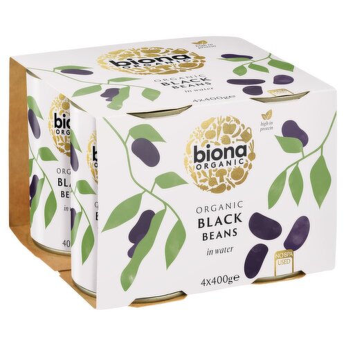 Biona Organic Black Beans in Water 4 Pack (1.6 kg)