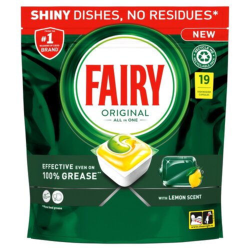 Fairy Original Pastilles Lave Vaisselle 19 Caps Détergent Citron