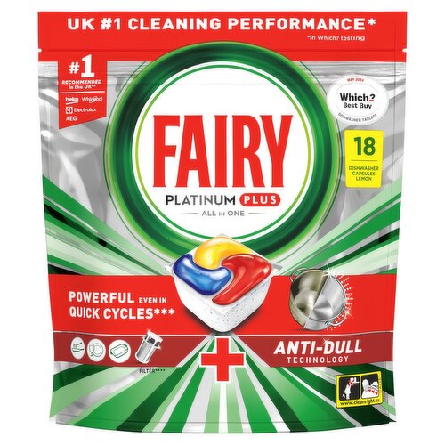 Fairy Adw Platinum Plus Lemon Dishwasher Tablets (18 Piece)