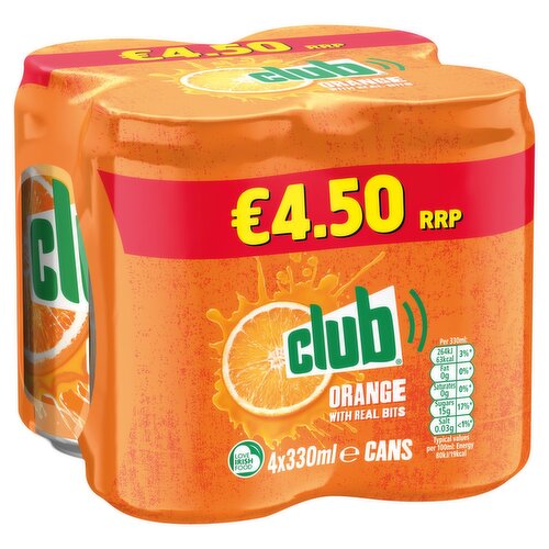 Club Orange Cans 4 Pack (330 ml)