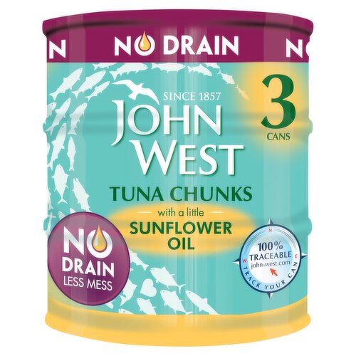 John West No Drain Tuna Chunk Sunflower Oil 3 Pack (110 g)