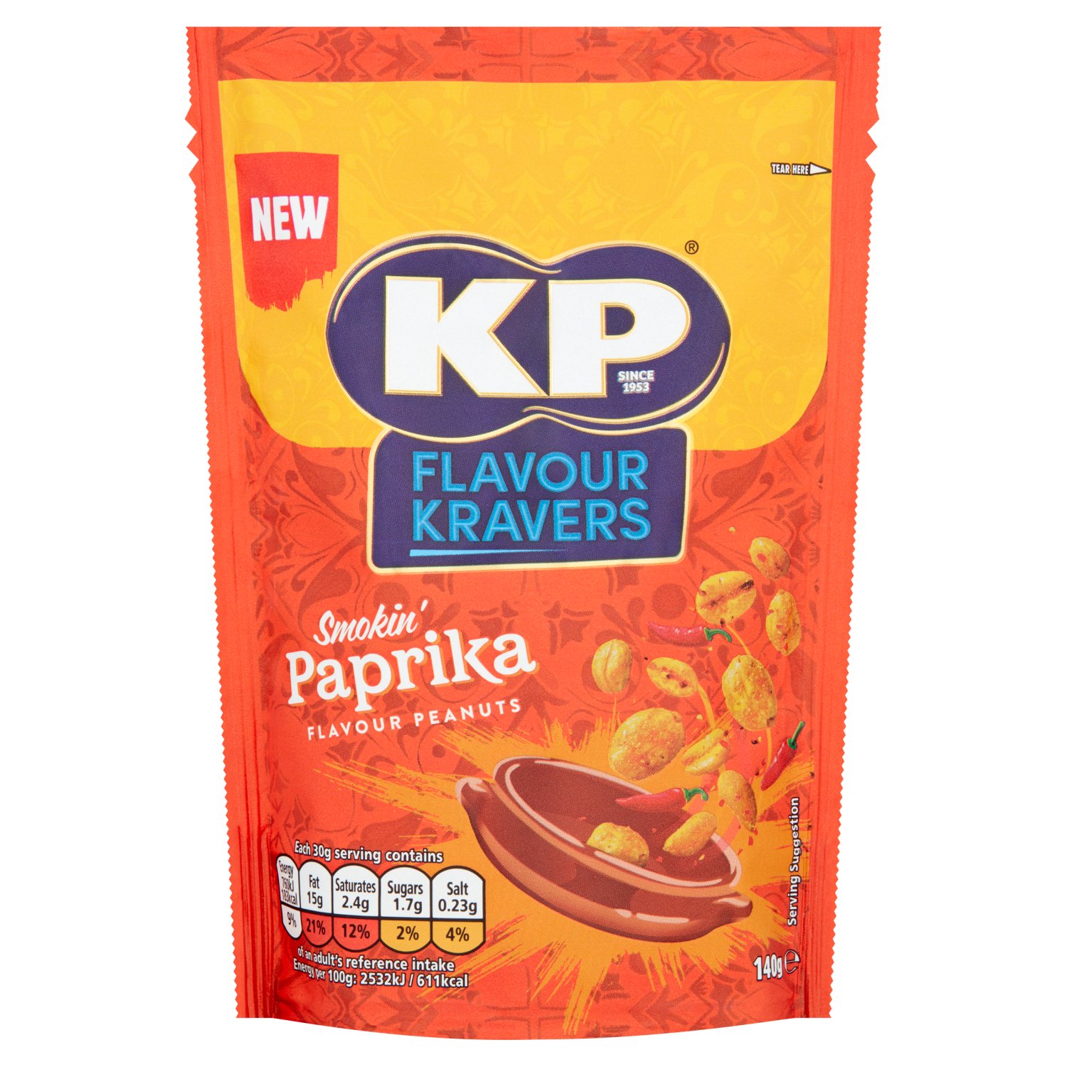 Kp Flavour Kravers Smokin Paprika Peanuts (140 g)