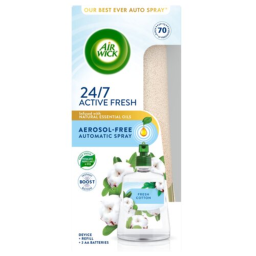 Air Wick Aerosol-Free Automatic Air Freshener Spray, Vanilla & Honey Suckle, 3 Refills, 24x7 Active Fresh Odour Neutraliser