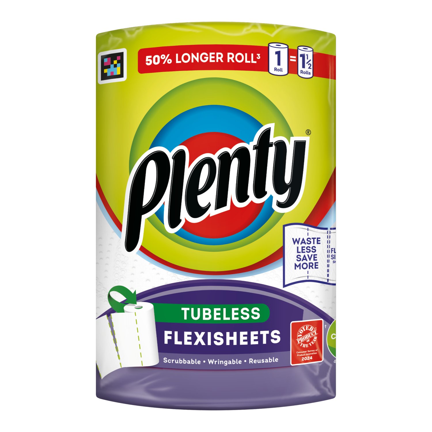 Plenty Flexi-sized sheets 50% Longer Tubeless Kitchen Towel 1 Roll (82 Piece)