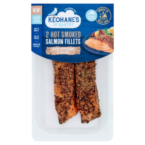 Keohane's Black Peppercorn & Sea Salt Hot Smoked Salmon Fillets 2 Pack (180 g)