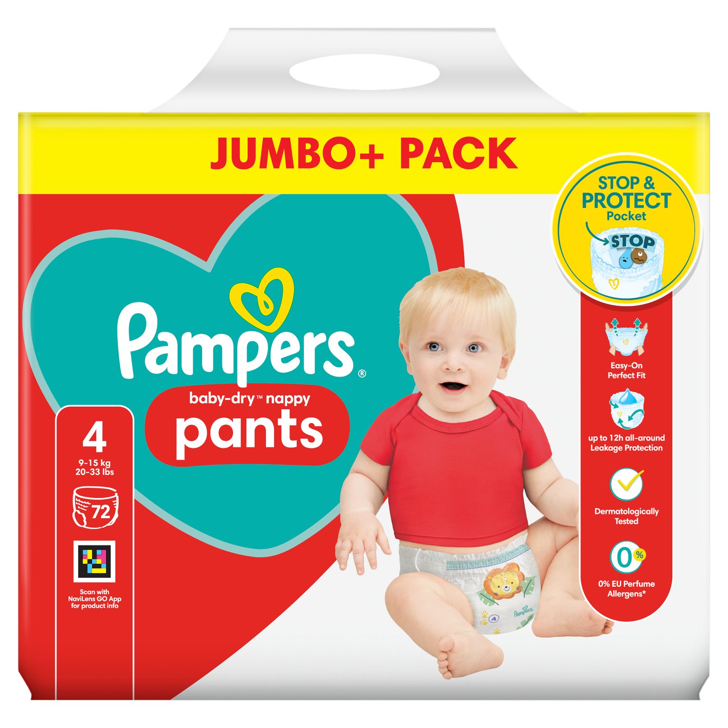 Pampers Baby Dry Nappy Pants Size 4 Jumbo+ Pack (72 Piece)
