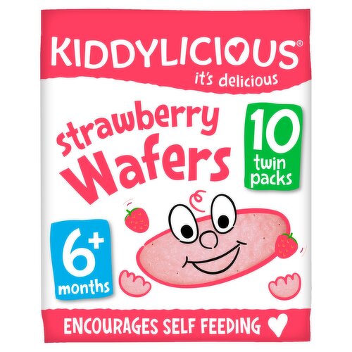 Kiddylicious Strawberry Wafers 6 Months 10 Pack (100 g)