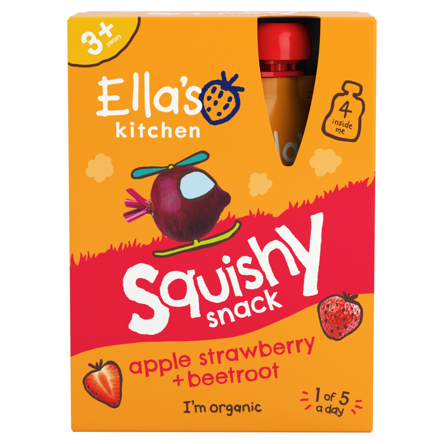 Ella's Kitchen Organic Strawberry and Beetroot Squishy Snack 3+ Years (100 g)