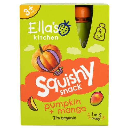 Ella's Mango and Pumpkin Squishy Snack 3+ 4Pack (100 g)