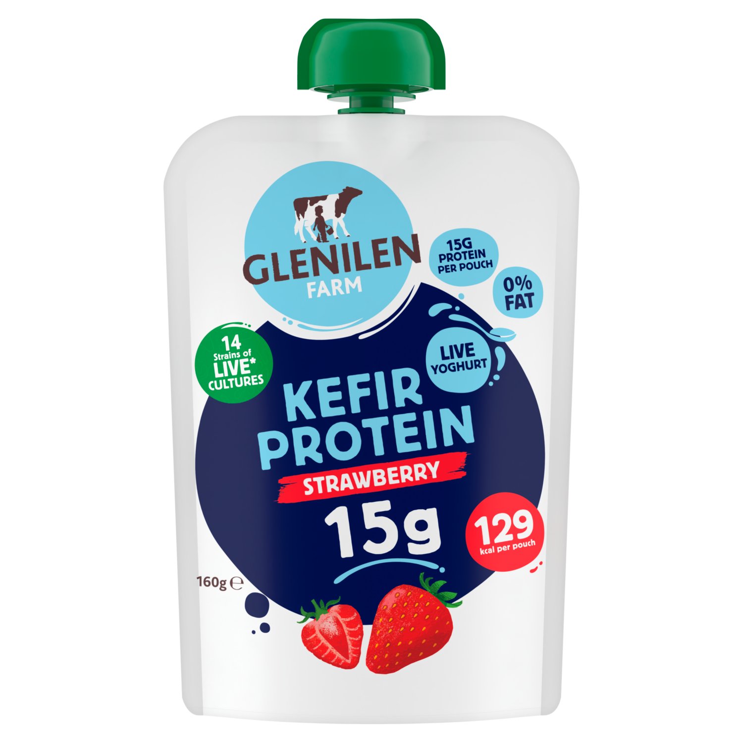 Glenilen Farm Kefir Protein Strawberry Yoghurt Pouch (160 g)