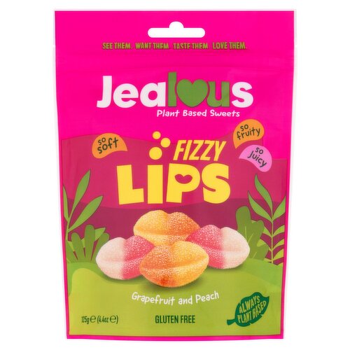 Jealous Sweets Grapefruit & Peach Fizzy Lips Share Bag (125 g)