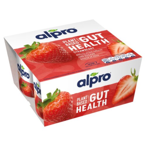 Alpro Strawberry Gut Health Soya Yogurt Alternative 4 Pack (125 g)