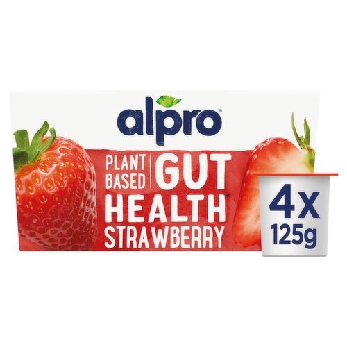 Alpro Strawberry Gut Health Soya Yogurt Alternative 4 Pack (125 g)