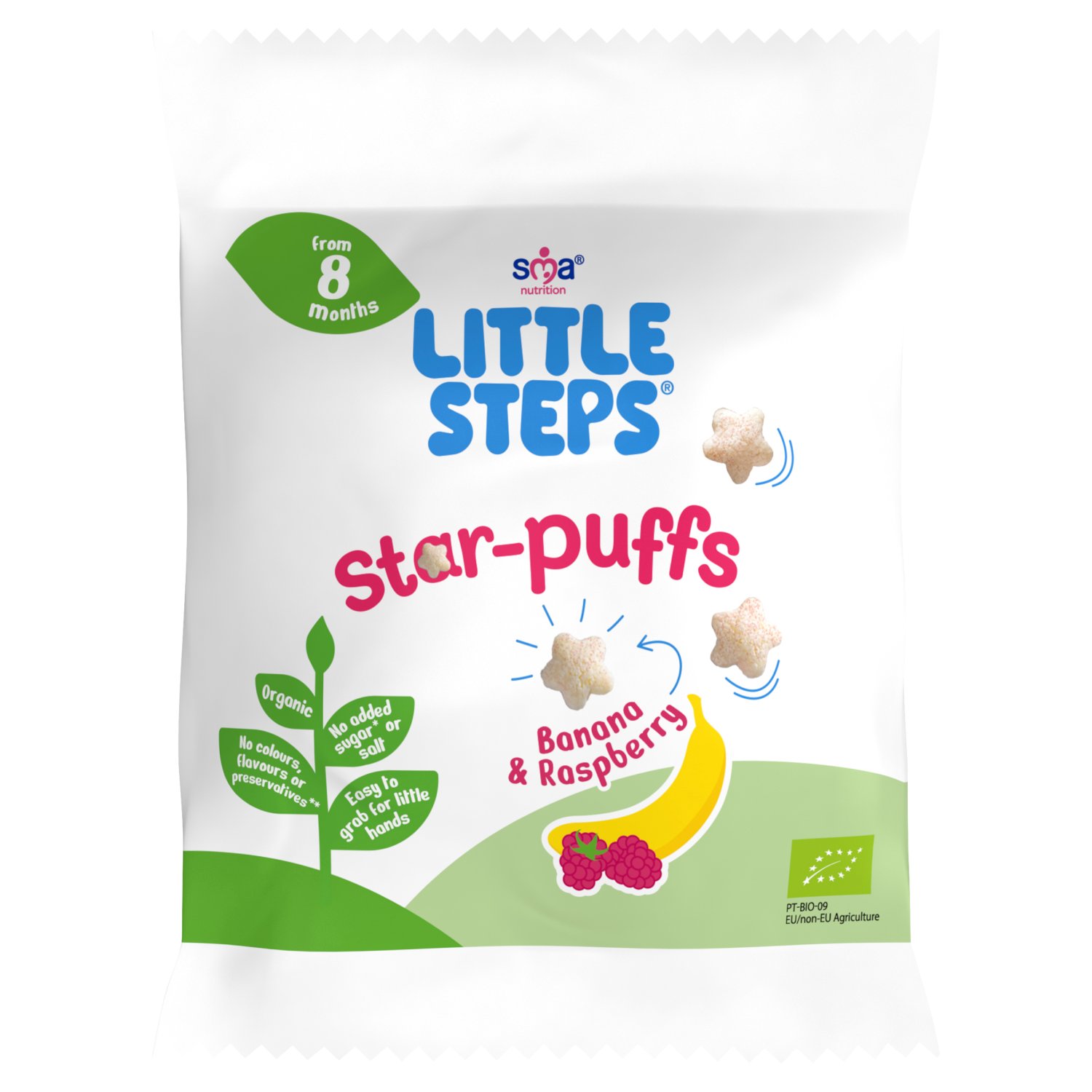 SMA Little Steps Raspberry & Banana Star Puffs 8+ Months (7 g)