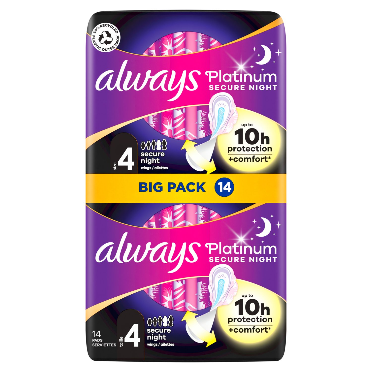 Always Platinum Secure Night Sanitary Towels Size 4 (14 Piece)