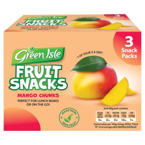 Green Isle Mango Chunks Fruit Snacks 3 Pack (80 g)