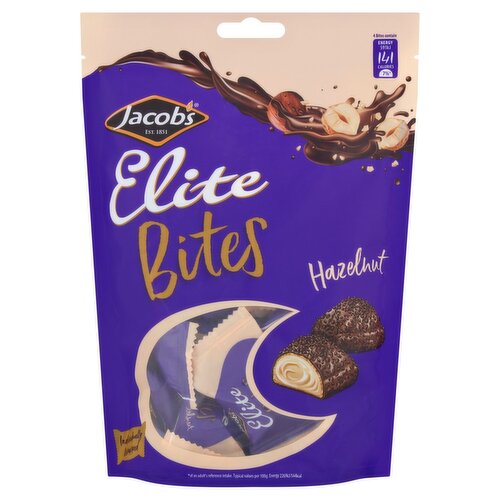 Jacob's Elite Hazelnut Bites Pouch info (120 g)