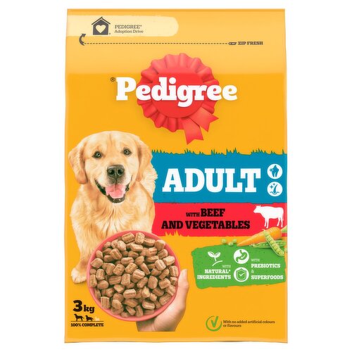 Pedigree Adult Beef & Vegetables Dry Dog Food (3 kg)