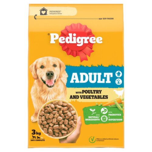 Pedigree Poultry & Vegetables Adult Dry Dog Food Bag (3 kg)
