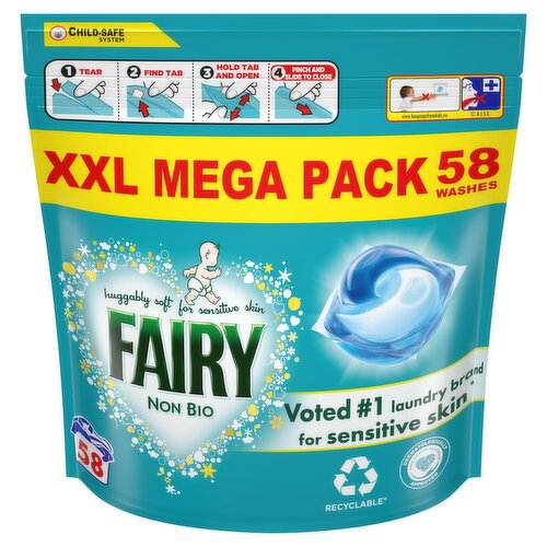 Fairy Non Bio Pods 58 Wash XXL Mega Pack (58 Piece)