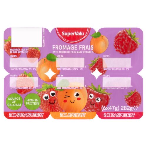 SuperValu Strawberry, Raspberry, Apricot Fromage Frais 6 Pack (47 g)