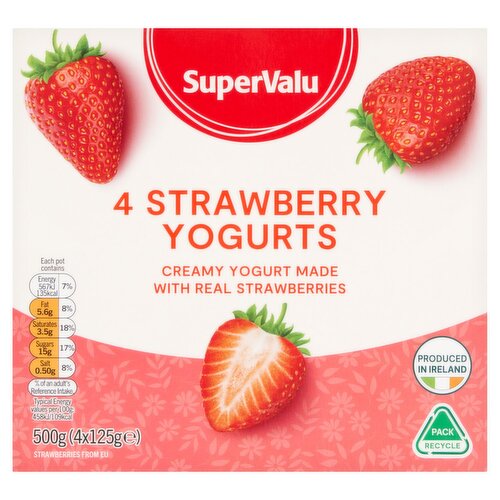 SuperValu Creamy Strawberry Yogurt 4 Pack (125 g)