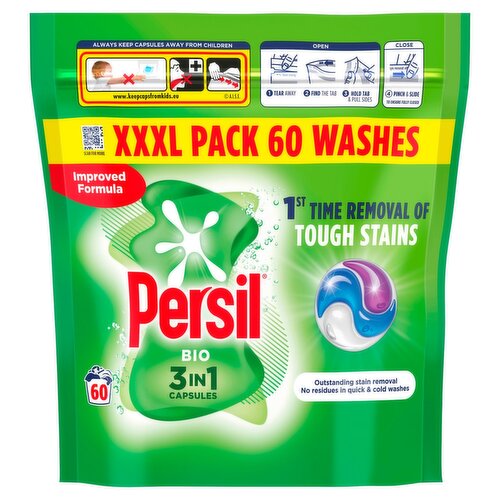 Persil Biological Tough Stains 3in1 Capsules 60 Wash XXXL Pack (60 Piece)