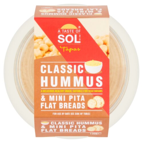A Taste Of Sol Classic Hummus & Mini Pita Flat Breads (130 g)