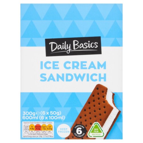Daily Basics Ice Cream Sandwich 6 Pack (100 ml)
