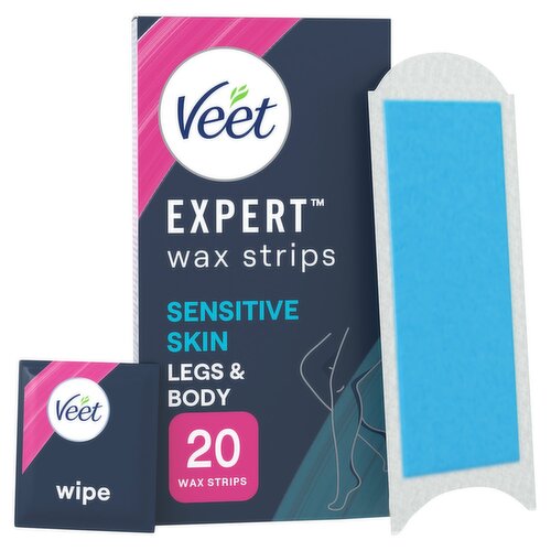 Veet Expert Sensitive Skin Leg & Body Wax Strips (20 Piece)