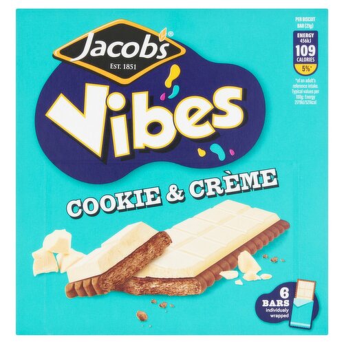 Jacob's Vibes Cookie & Crème Bars 6 Pack (21 g)