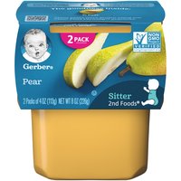 Gerber 2nd Foods Natural for Baby Pear Baby Food, Sitter, 4 oz, 2 count